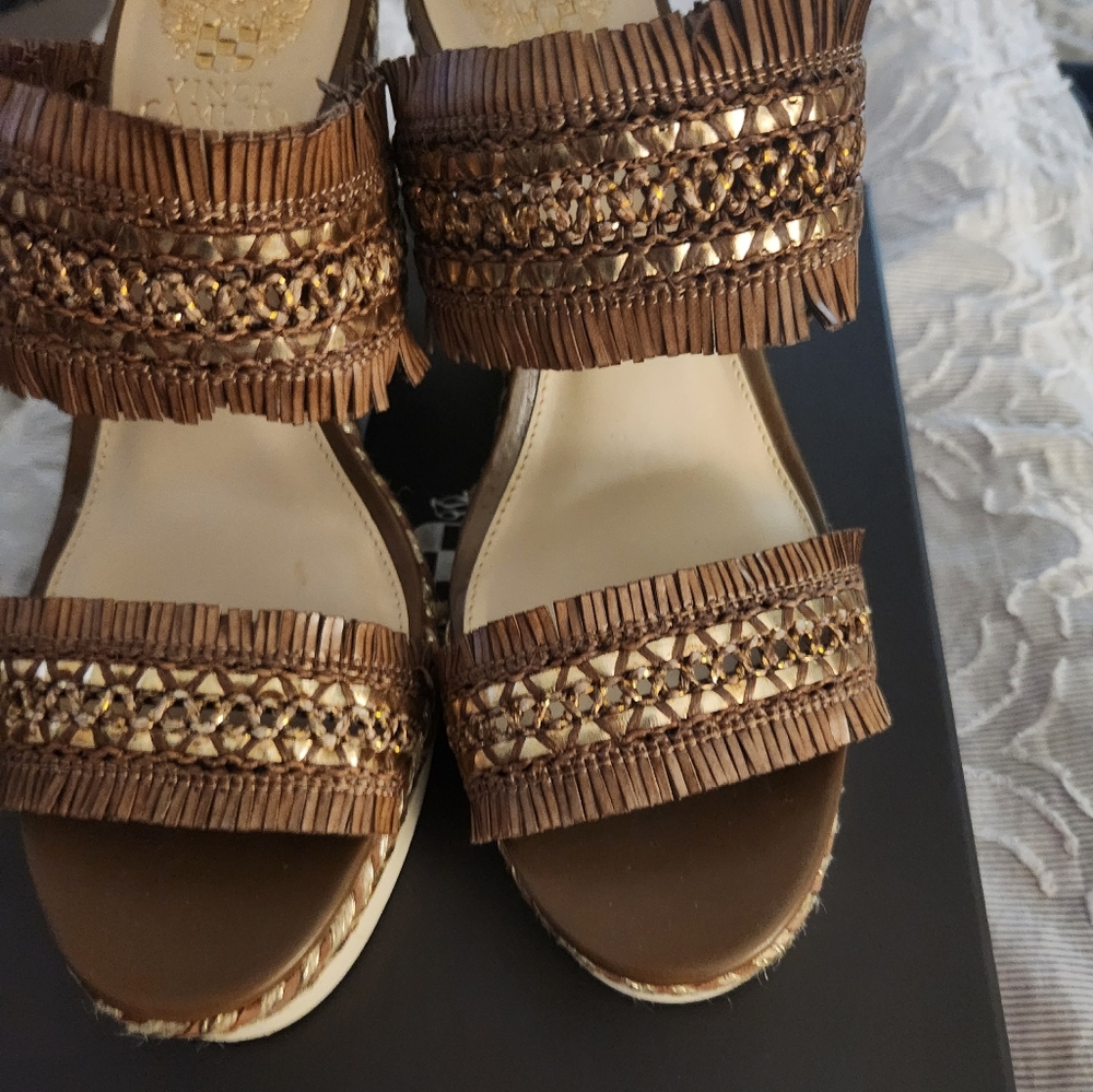Cream and gold Wedge sandals - Picture 2 of 5